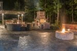 nighttime patio firepit testimonial slider